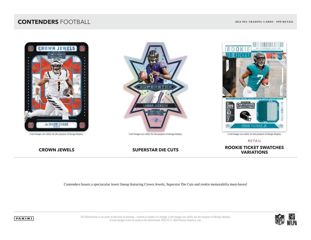 2024–25 Panini Contenders NFL Football Blaster Box – Official Trading Cards – Includes Blaster-Exclusive Parallels, Rookie Tickets & Inserts – Sealed Retail Box