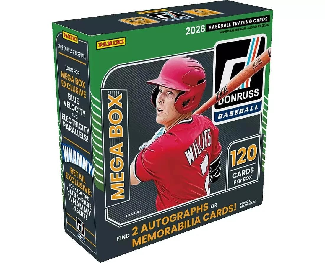 2026 Panini Donruss Baseball Retail Mega Box | Factory Sealed MLB Trading Cards | Exclusive Mega Box Parallels | Rated Prospects, Optic Cards, Inserts & Rare Chase Cards