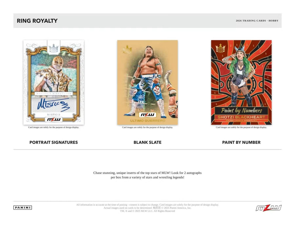 2026 Panini Ring Royalty Major League Wrestling Hobby Trading Card Box (2 Autographs Per Box)