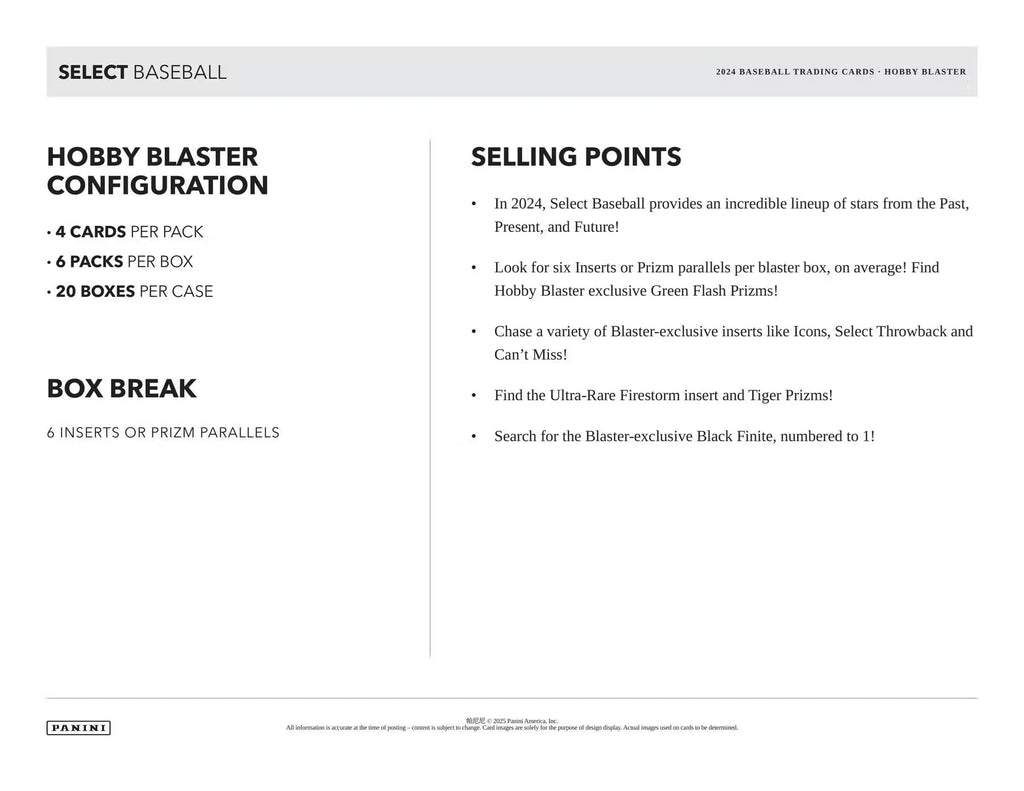 Panini Select Baseball 6-Pack Hobby Blaster Box (2024)