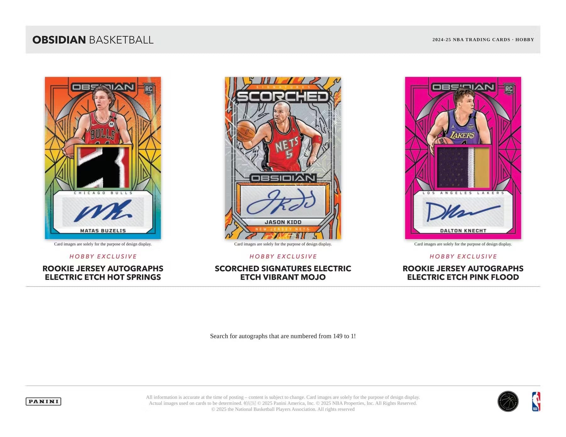 2024/25 Panini Obsidian Basketball Hobby Trading Card Box (2 Autograph Cards Per Box)