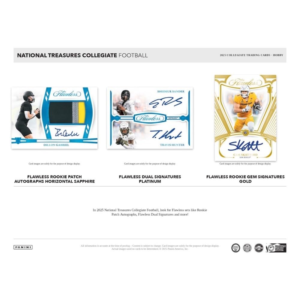 2025 Panini National Treasures Collegiate Football Hobby Trading Card Box (7 Autographs or Memorablia Per Box)