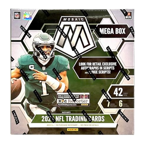 2022 Panini Mosaic NFL Football MEGA Box (6 pks/bx), Multi-color