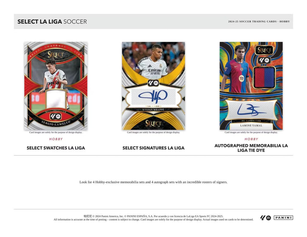 2024/25 Panini Select La Liga Soccer Hobby Trading Card Box (Three Autographs or Memorabilia Cards Per Box)