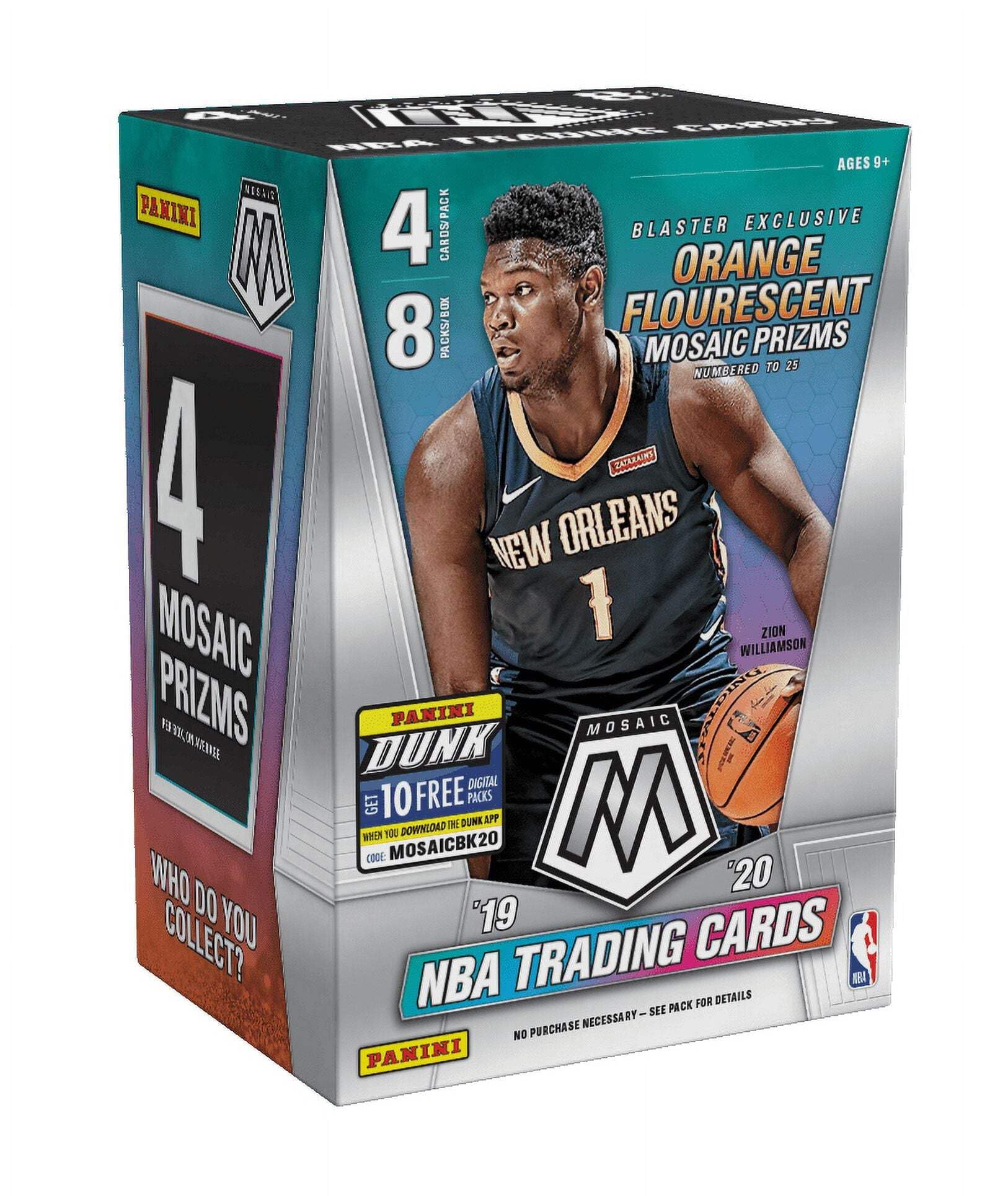 2019-20 Panini MOSAIC Basketball Card Factory Sealed Blaster Box - Exclusive ORANGE FLOURESCENT PRIZMs - 32 Cards per Box - Find Zion Williamson and Ja Morant Rookie Cards!
