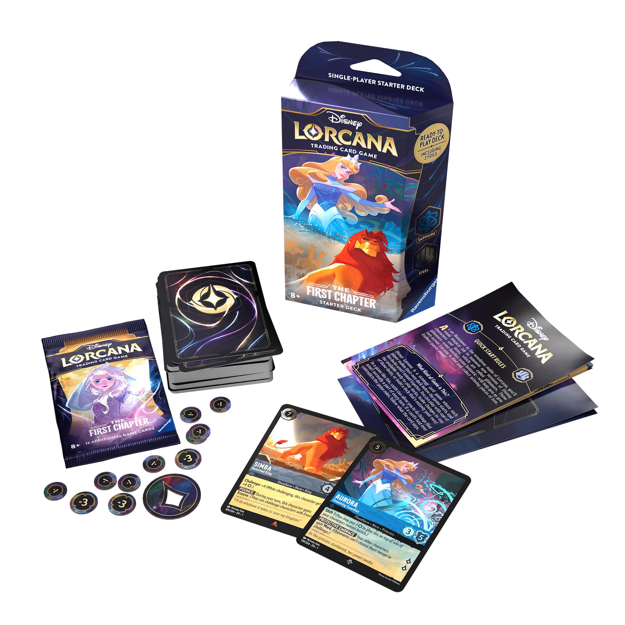 Ravensburger Disney Lorcana TCG: The First Chapter - Sapphire & Steel Single-Player Starter Deck | Engaging Gameplay | Over 200 Original Disney Artworks | Ideal for Ages 8+