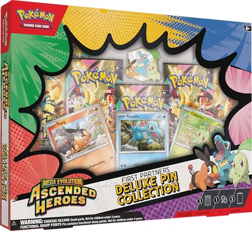 Pokémon TCG: Mega Evolution—Ascended Heroes First Partners Deluxe Pin Collection (3 Foil Promo Cards, 1 Deluxe Pin & 5 Booster Packs