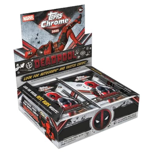 Topps 2025 Chrome Marvel Deadpool Hobby Box, Trading Cards, Look for Autograph and Sketch Cards